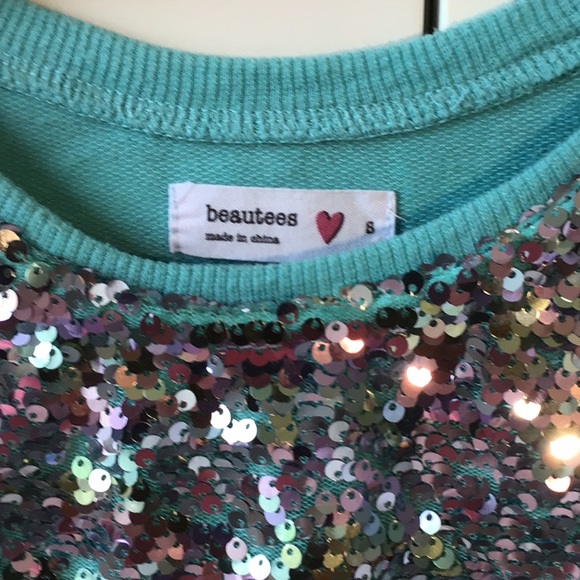 Long sleeve turquoise top with sequins - Picture 2 of 3